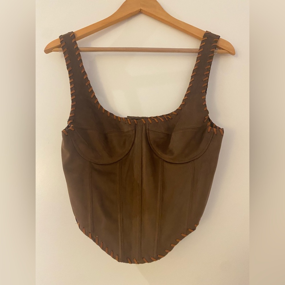 Meshki - Brown Faux Suede Corset